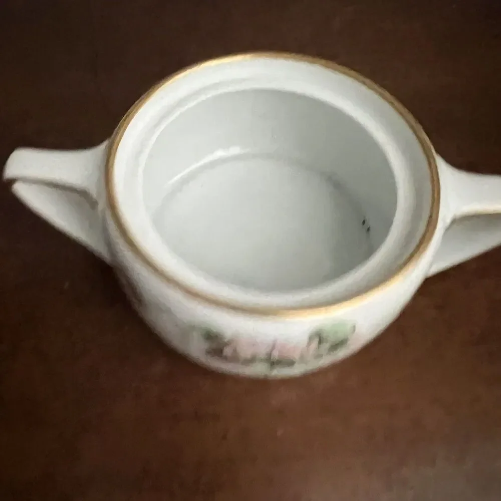 Imperial Austria Creamer & Covered Sugar Pink Floral Hand Painted Signed